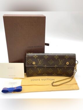 Auth Louis Vuitton Monogram Portefeuille Accordion Bi-fold Wallet WBox